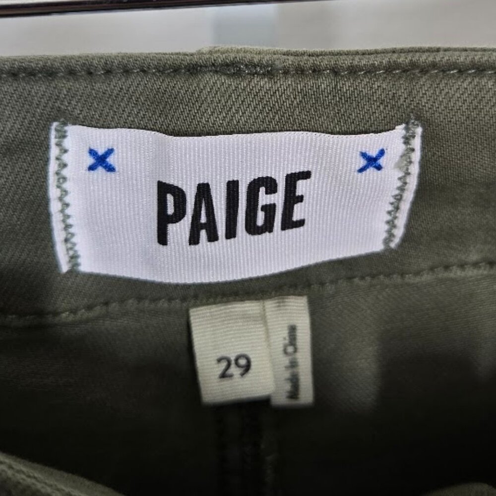 PAIGE Carly Wide Leg Cargo women's jeans in Vintage Ivy Green Size 29 NEW - Picture 9 of 11